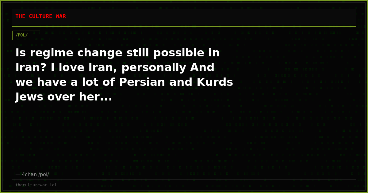 Is regime change still possible in Iran? I love Iran, personally And we have a lot of Persian and Kurds Jews over her...