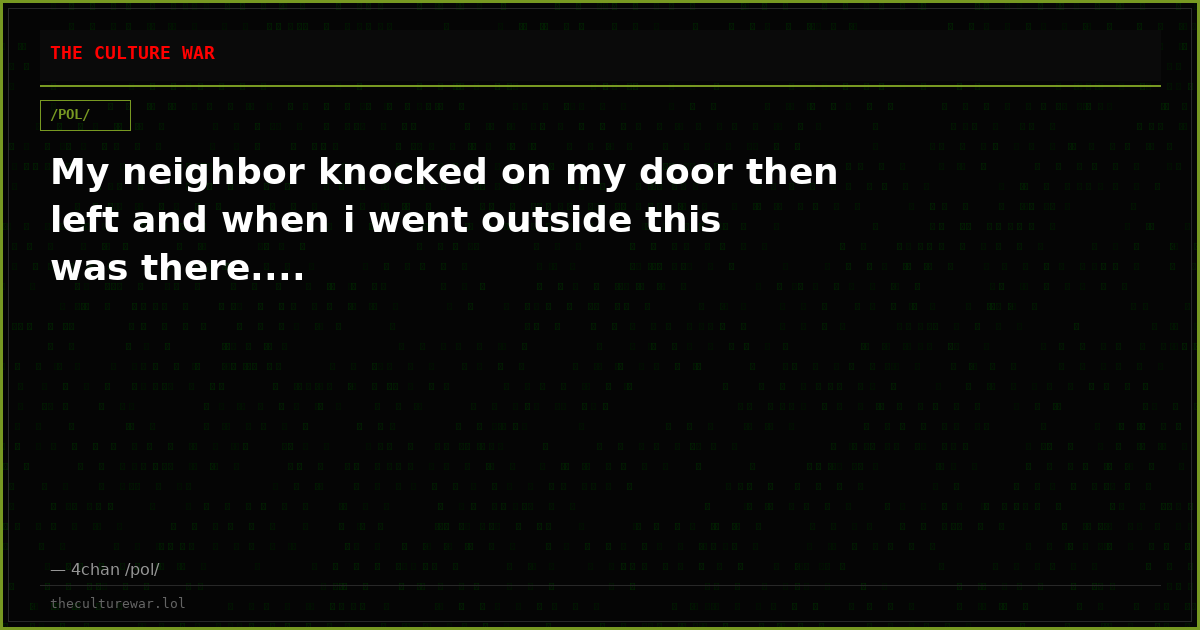 My neighbor knocked on my door then left and when i went outside this was there....
