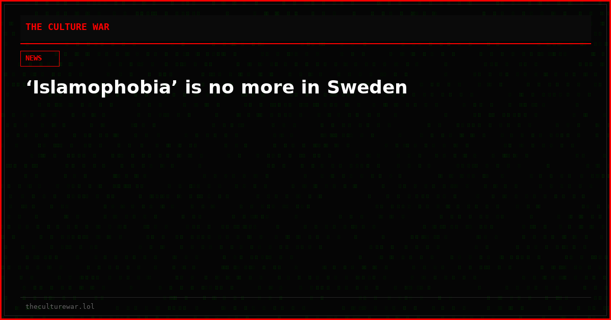 ‘Islamophobia’ is no more in Sweden
