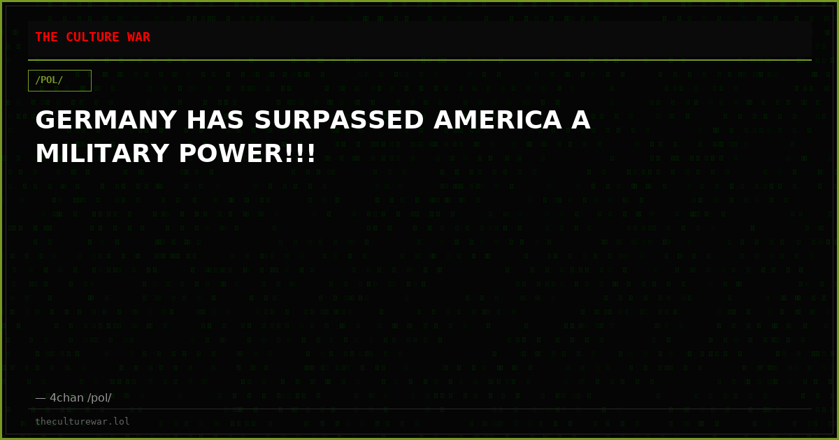 GERMANY HAS SURPASSED AMERICA A MILITARY POWER!!!