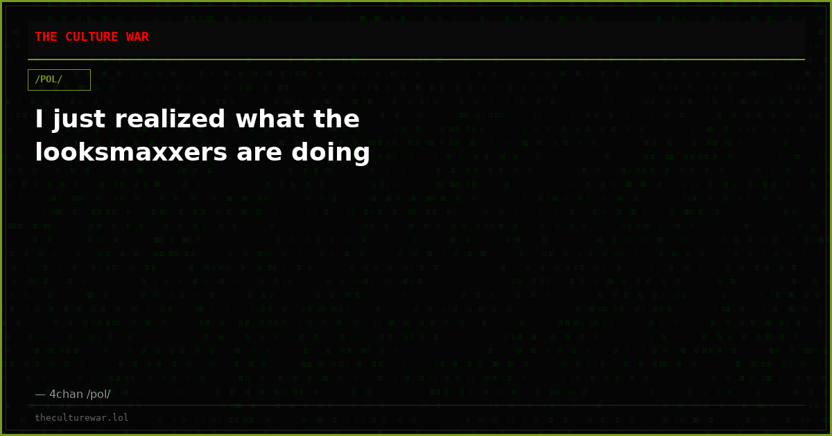 I just realized what the looksmaxxers are doing
