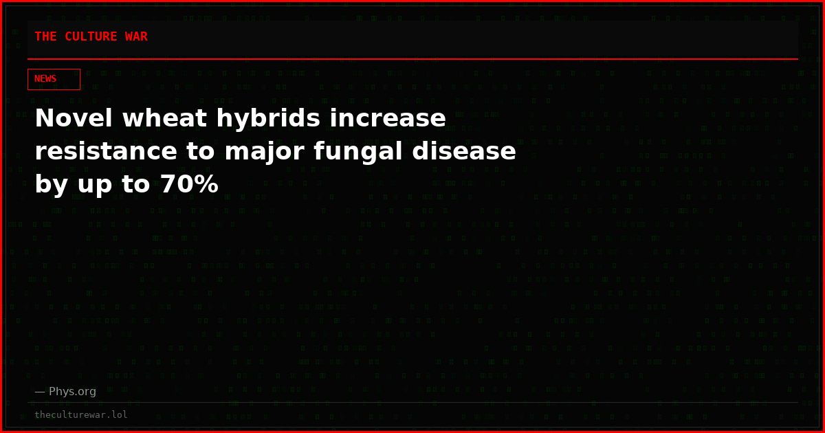 Novel wheat hybrids increase resistance to major fungal disease by up to 70%