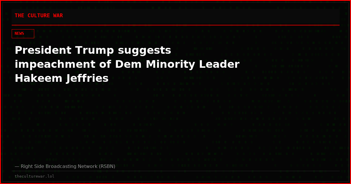 President Trump suggests impeachment of Dem Minority Leader Hakeem Jeffries