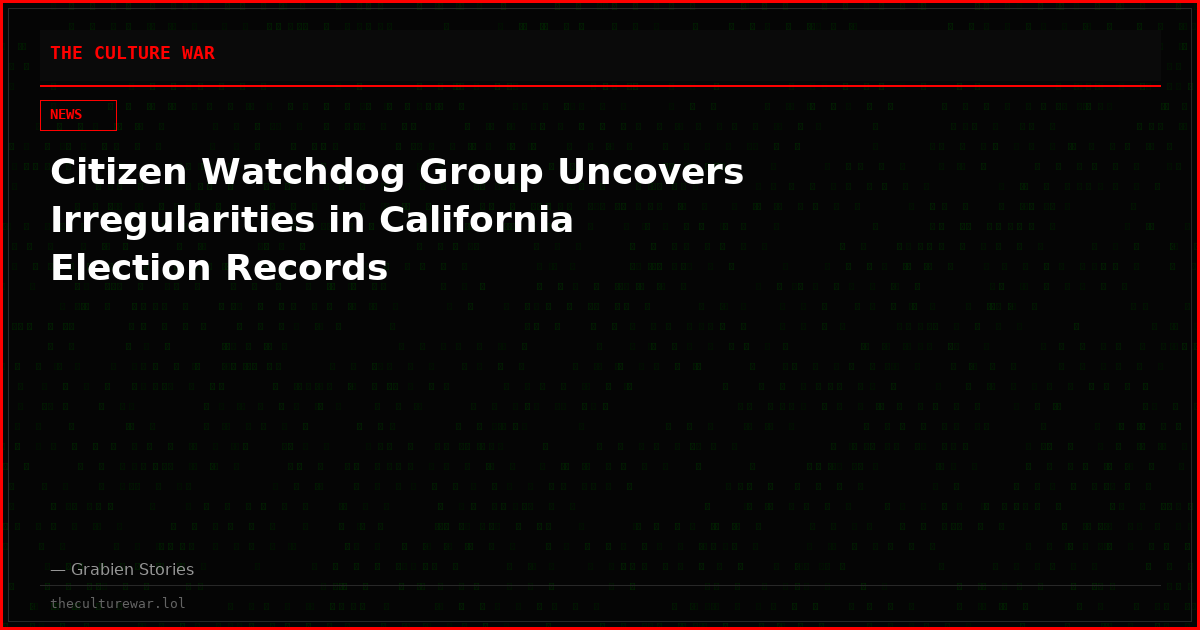 Citizen Watchdog Group Uncovers Irregularities in California Election Records