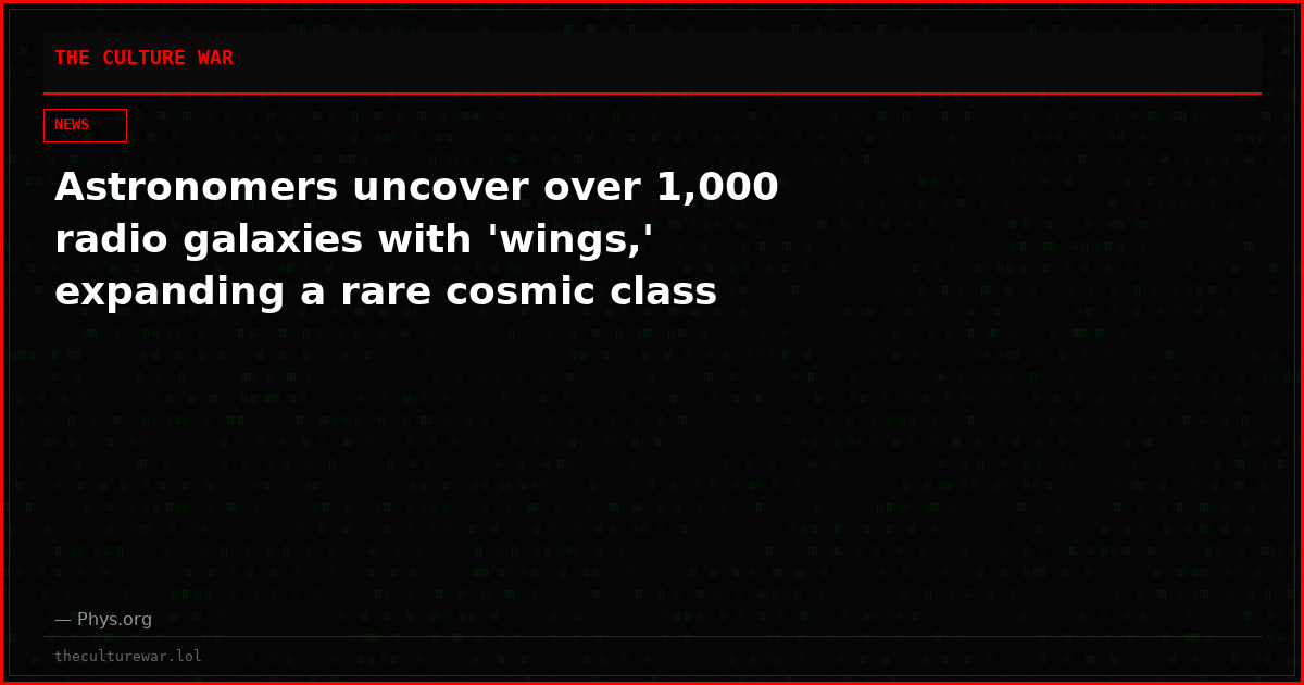 Astronomers uncover over 1,000 radio galaxies with 'wings,' expanding a rare cosmic class
