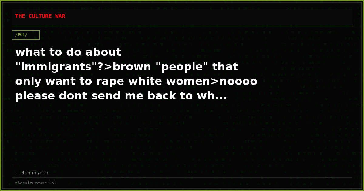 what to do about "immigrants"?>brown "people" that only want to rape white women>noooo please dont send me back to wh...
