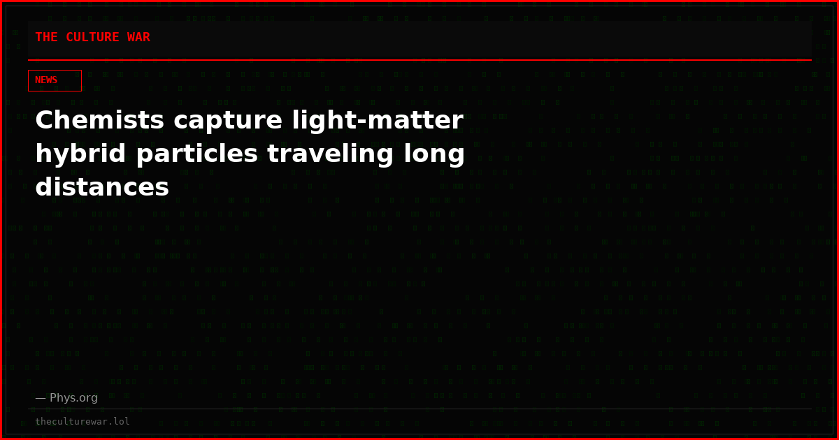 Chemists capture light-matter hybrid particles traveling long distances