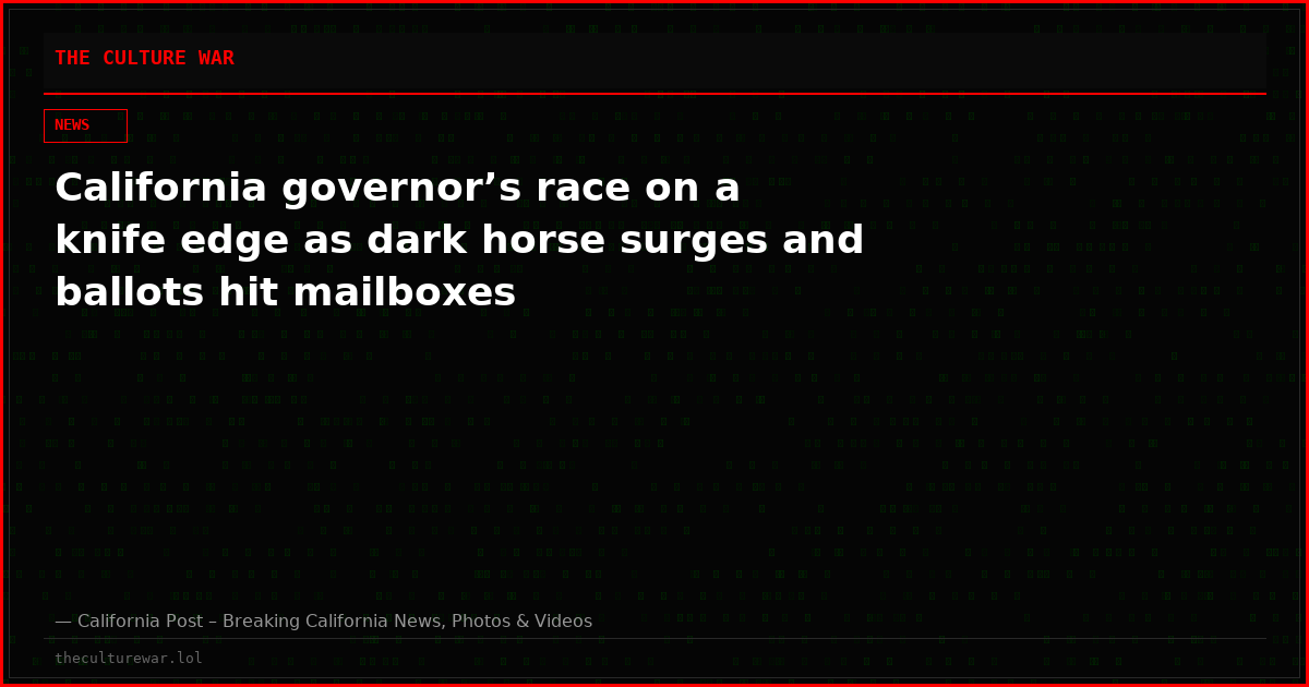 California governor’s race on a knife edge as dark horse surges and ballots hit mailboxes