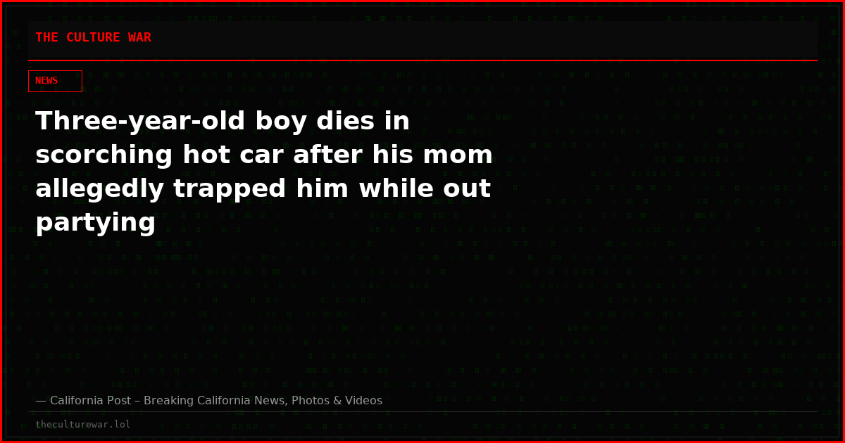 Three-year-old boy dies in scorching hot car after his mom allegedly trapped him while out partying