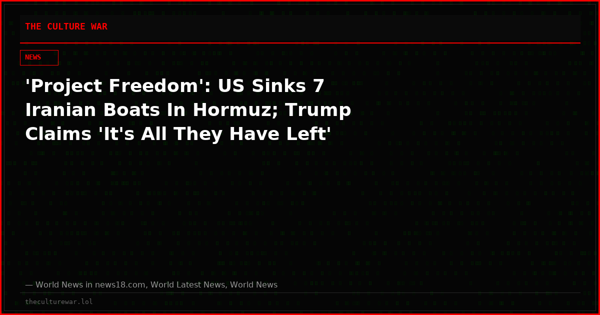 'Project Freedom': US Sinks 7 Iranian Boats In Hormuz; Trump Claims 'It's All They Have Left'