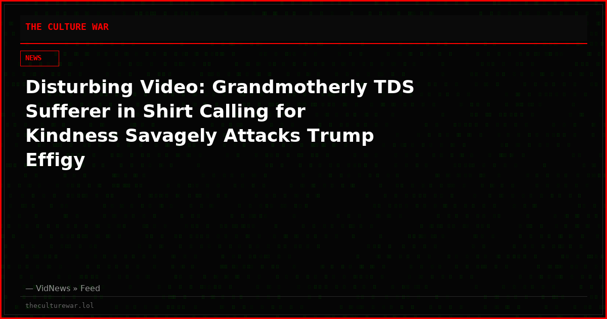 Disturbing Video: Grandmotherly TDS Sufferer in Shirt Calling for Kindness Savagely Attacks Trump Effigy