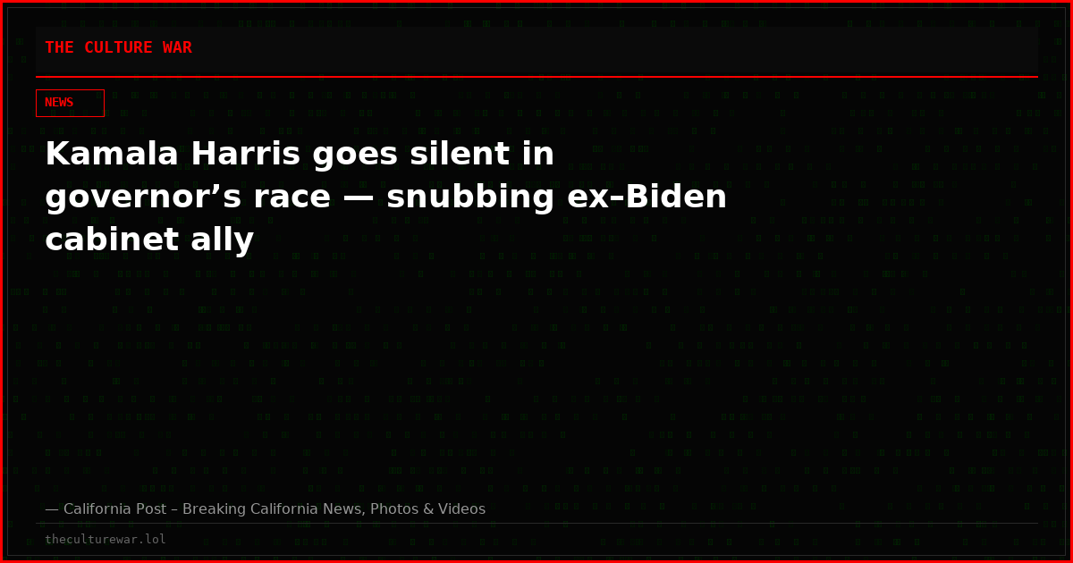 Kamala Harris goes silent in governor’s race — snubbing ex–Biden cabinet ally