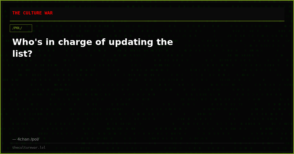 Who's in charge of updating the list?