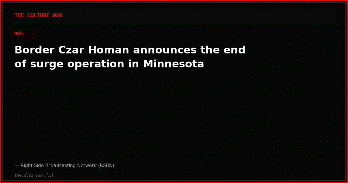 Border Czar Homan announces the end of surge operation in Minnesota