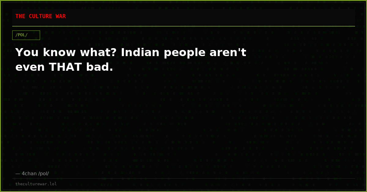 You know what? Indian people aren't even THAT bad.