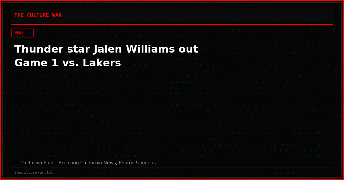 Thunder star Jalen Williams out Game 1 vs. Lakers