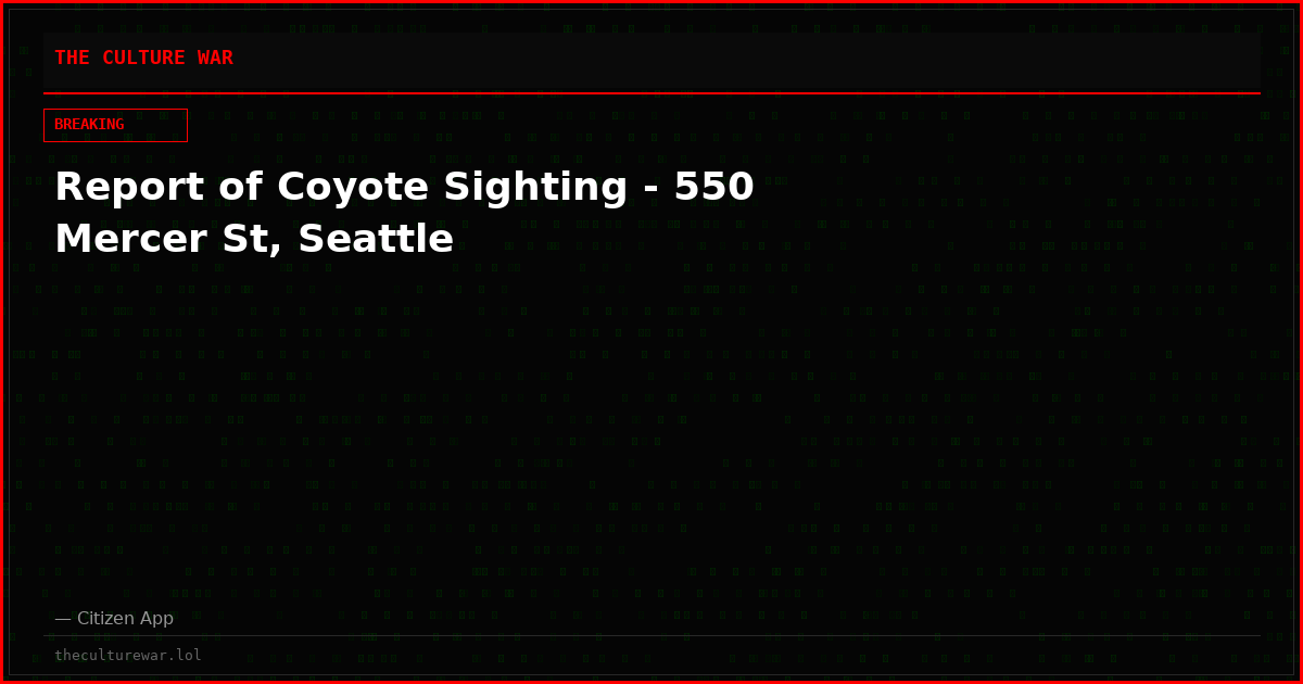 Report of Coyote Sighting - 550 Mercer St, Seattle
