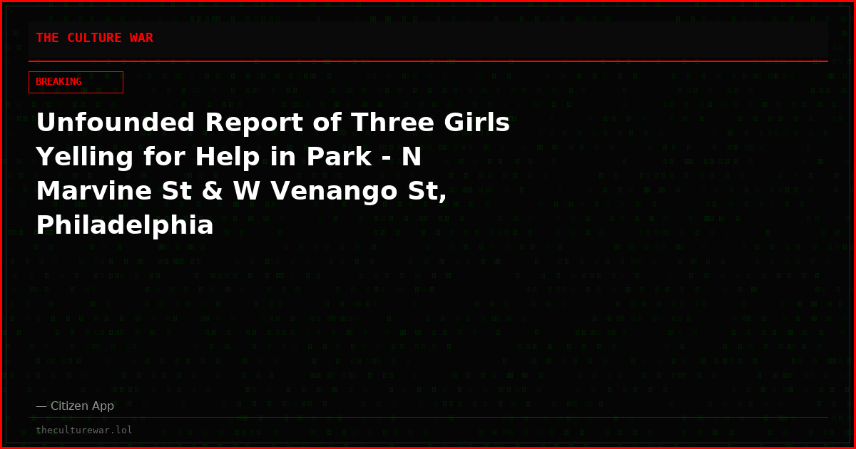 Unfounded Report of Three Girls Yelling for Help in Park - N Marvine St & W Venango St, Philadelphia