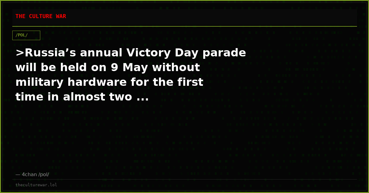 >Russia’s annual Victory Day parade will be held on 9 May without military hardware for the first time in almost two ...