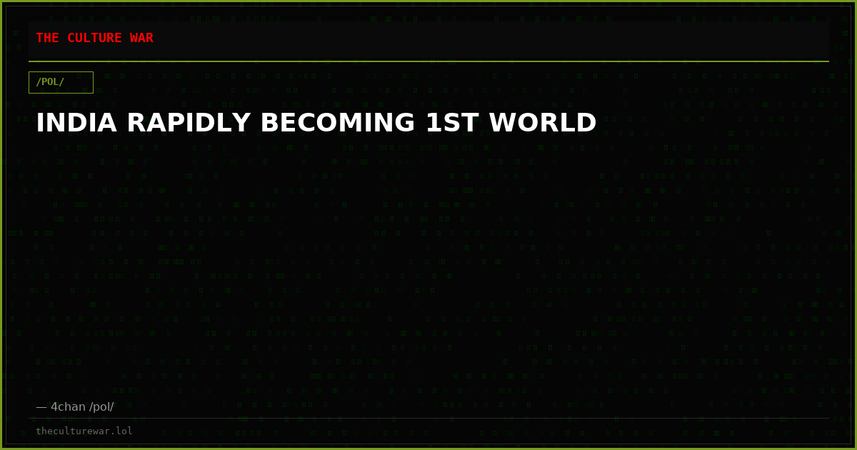 INDIA RAPIDLY BECOMING 1ST WORLD