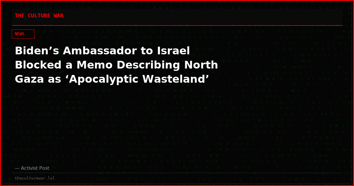Biden’s Ambassador to Israel Blocked a Memo Describing North Gaza as ‘Apocalyptic Wasteland’