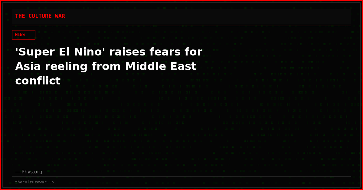 'Super El Nino' raises fears for Asia reeling from Middle East conflict