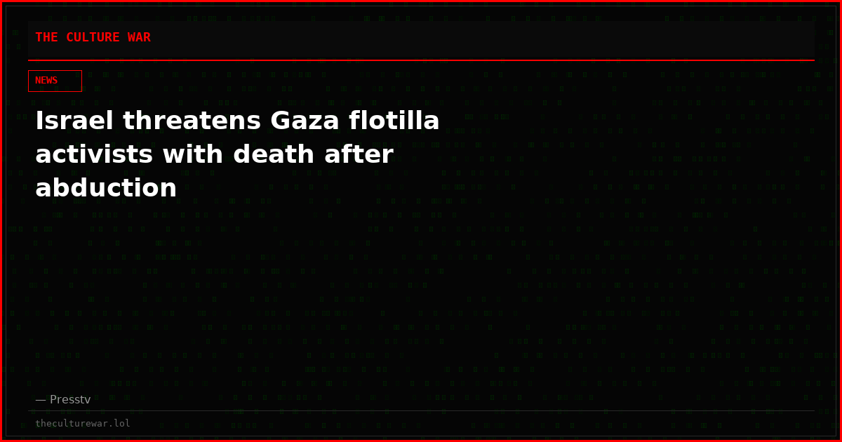 Israel threatens Gaza flotilla activists with death after abduction