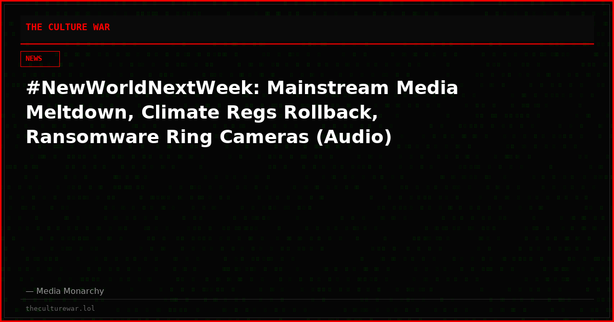 #NewWorldNextWeek: Mainstream Media Meltdown, Climate Regs Rollback, Ransomware Ring Cameras (Audio)