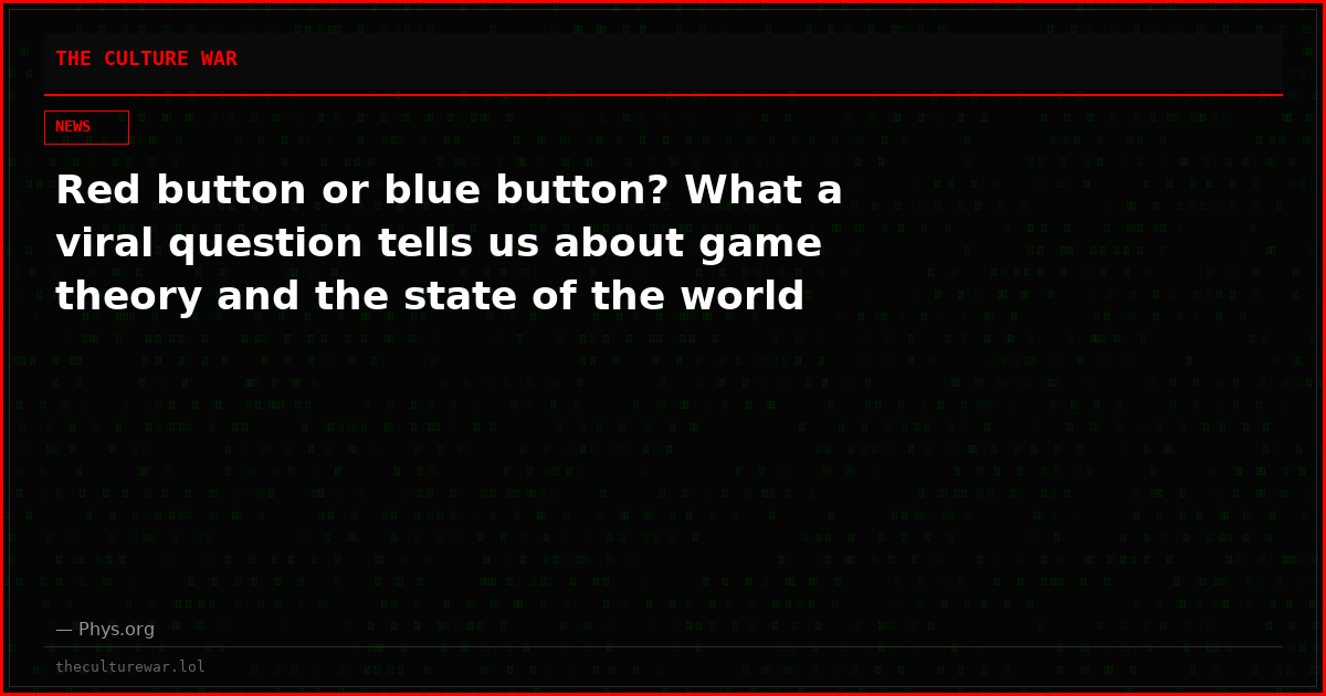 Red button or blue button? What a viral question tells us about game theory and the state of the world