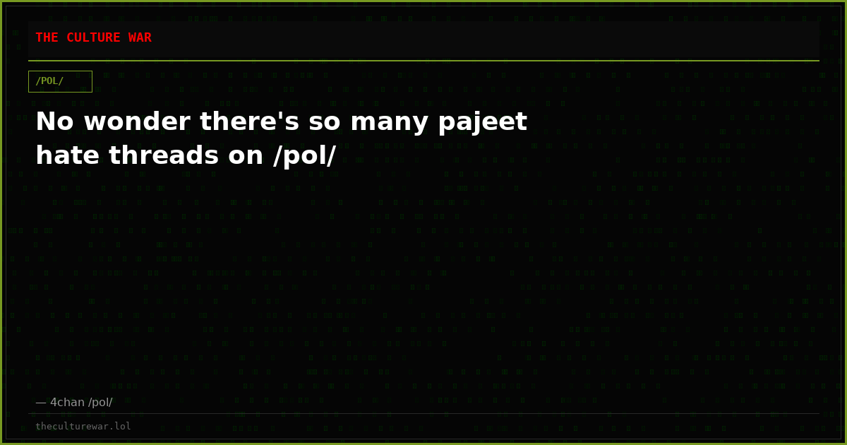 No wonder there's so many pajeet hate threads on /pol/