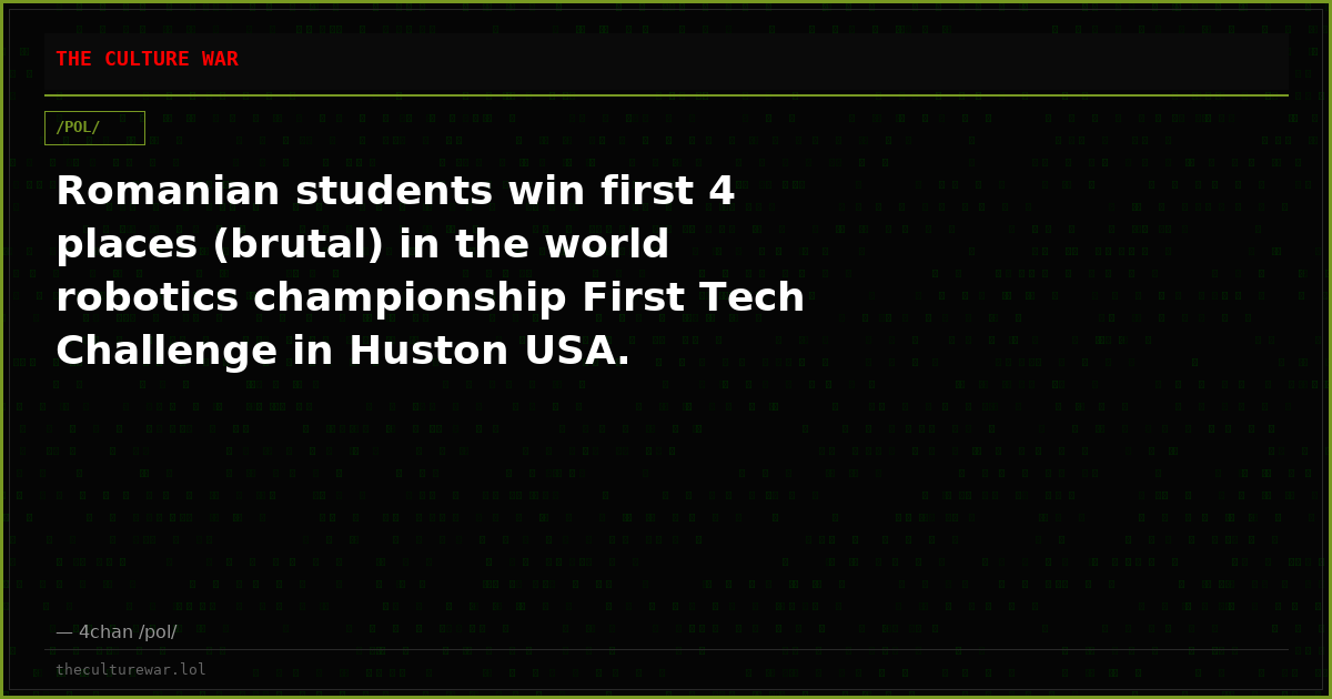 Romanian students win first 4 places (brutal) in the world robotics championship First Tech Challenge in Huston USA.