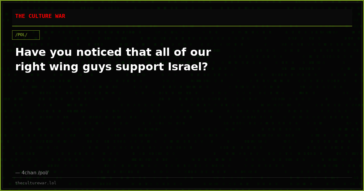 Have you noticed that all of our right wing guys support Israel?
