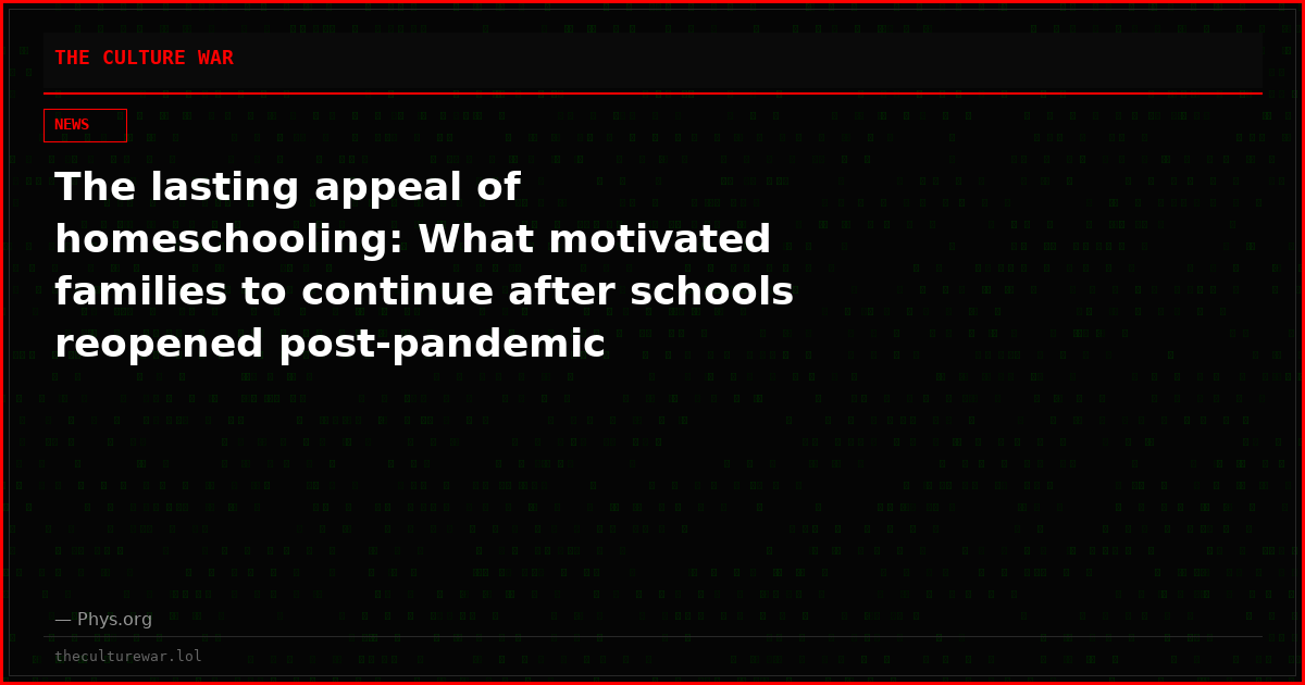 The lasting appeal of homeschooling: What motivated families to continue after schools reopened post‑pandemic