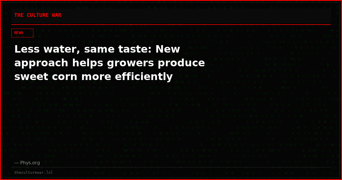 Less water, same taste: New approach helps growers produce sweet corn more efficiently