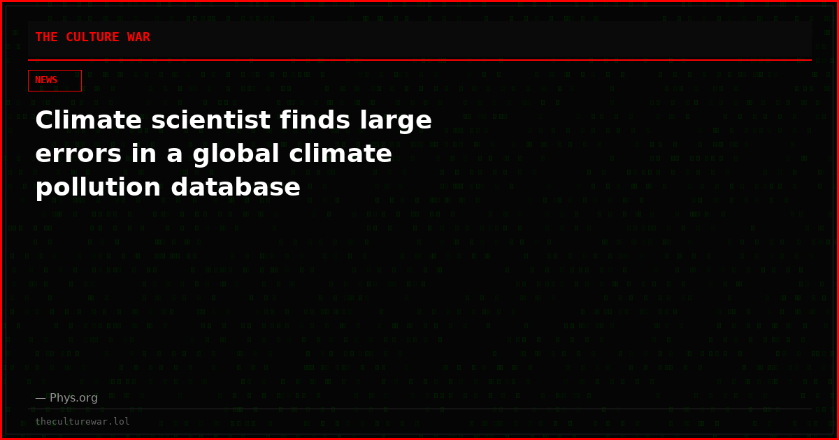 Climate scientist finds large errors in a global climate pollution database