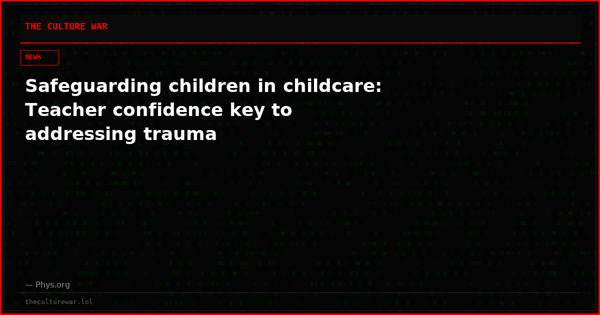 Safeguarding children in childcare: Teacher confidence key to addressing trauma