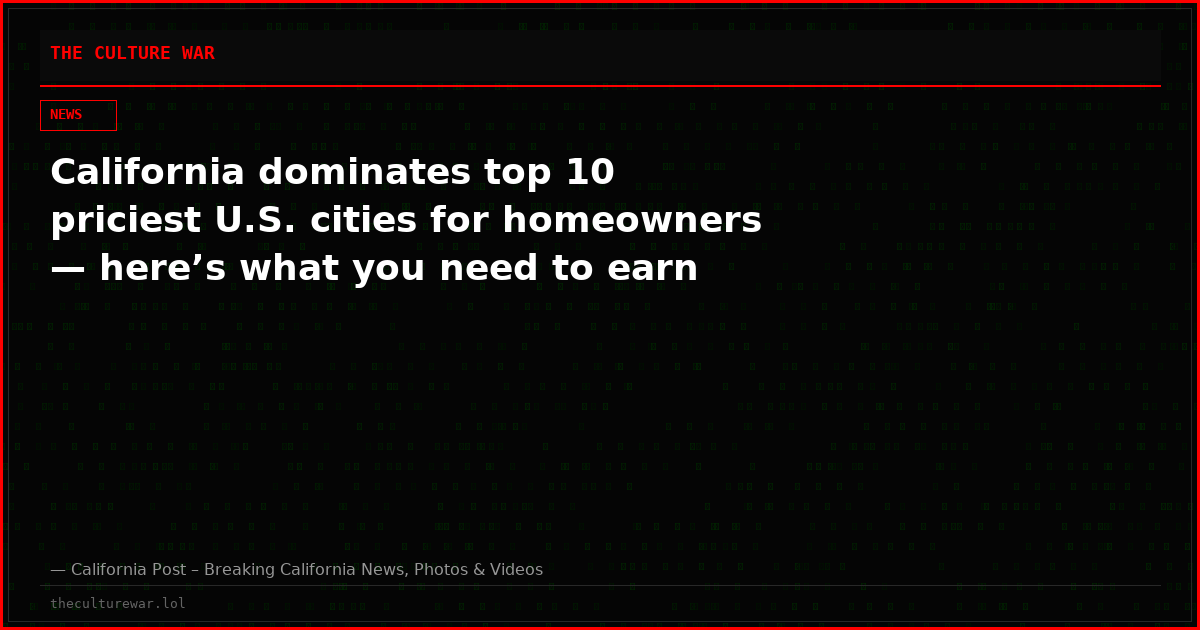California dominates top 10 priciest U.S. cities for homeowners — here’s what you need to earn